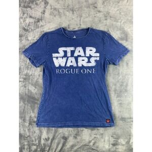 Star Wars Rogue One T-Shirt Medium‎ Blue Distressed Logo Disney Parks Tee Mens M